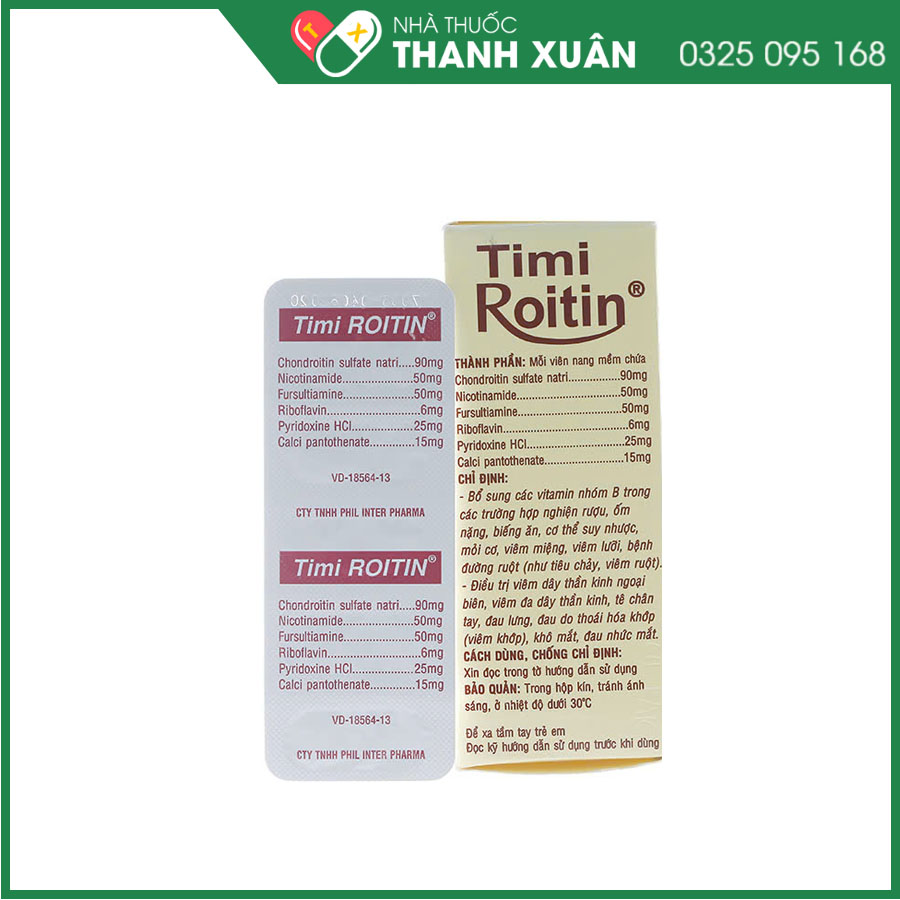 Timi Roitin bổ sung vitamin nhóm B giúp hỗ trợ các vấn đề về dây thần kinh